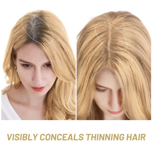 Vista 2 de Polvo para retoque de raíces + sombra de línea capilar con fibras capilares para adelgazar el cabello, rubio claro