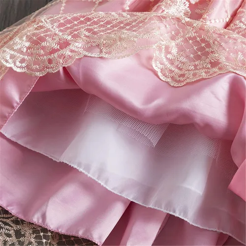 Vista 6 de NNJXD - Elegante vestido de princesa con cinturón de lazo de tul, de algodón y estampado de flores.