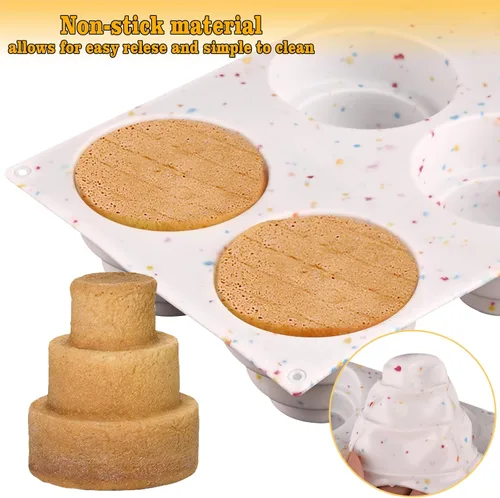 Vista 5 de Sakolla Paquete de 2 Moldes para Mini Pasteles de 3 Niveles, Sin BPA, 6 Cavidades de Silicona, Moldes para Cake Pops, Formas para Hornear Cake Pop