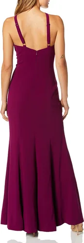 Vista 2 de Dress the Population Vestido largo ajustado de sirena Brianna Halter para mujer