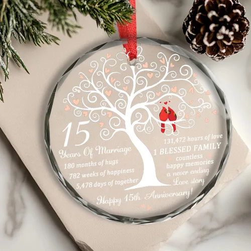 Vista 5 de Adorno de aniversario de 15 aniversario de boda, regalo para 15 aniversario, aniversario de cristal, idea de regalo de 15 años de Marrige