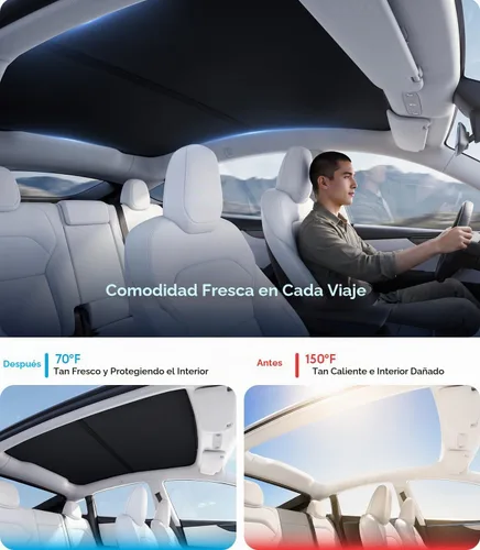 Vista 2 de Wigoo Para Tesla Model Y Juniper Accesorios Parasol Techo, Interior Negro