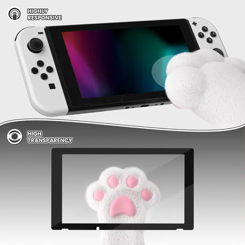 Vista 5 de eXtremeRate 2 Pack Black Border Transparent HD Clear Saver Protector Film, Tempered Glass Screen Protector for Nintendo Switch