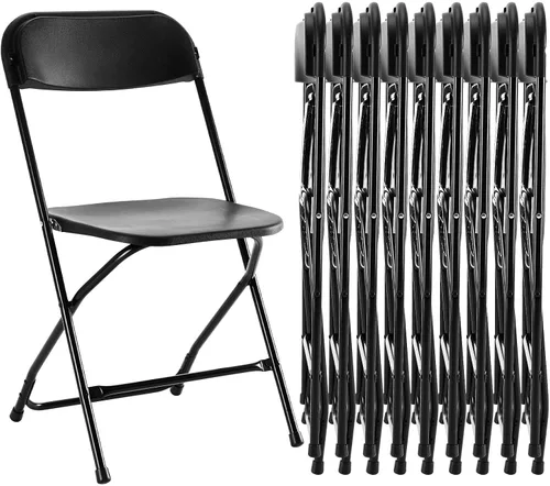 Vista 12 de Sillas plegables, para interiores y exteriores, portátiles, apilables, de plástico, para fiestas, bodas y oficina, paquete de 4, color negro