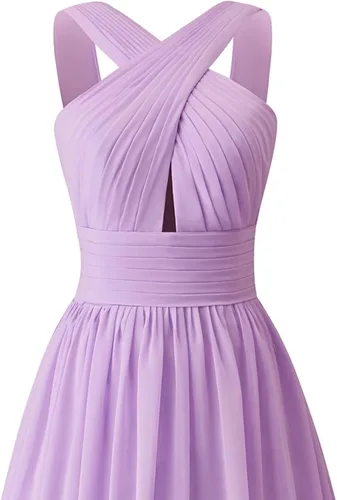 Vista 6 de Rmaytiked Vestidos de dama de honor de gasa plisados con agujero de cerradura para boda vestidos largos de graduación vestidos formales de fiesta