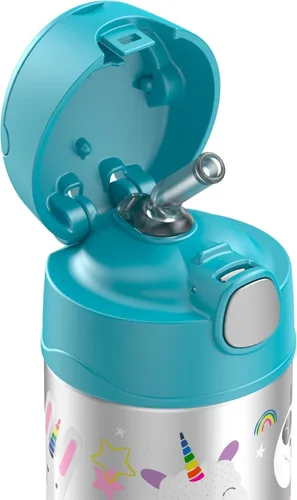 Vista 3 de THERMOS Funtainer - Botella con sorbete para niños, 12 onzas, unicornio mágico