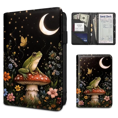 Vista 33 de Server Book for Waitress,Waiter Book with Zipper Pocket,PU Leather Waitstaff Organizer Wallet with 7 Pockets,Guest Check & Money Holder,Fits Server