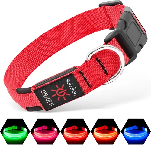 Vista 13 de Illumifun Collar LED para Perros Pequeños - Collar de Seguridad para Perros con Luz Recargable por USB, Collar con Luz de Correa de Nailon Ajustable
