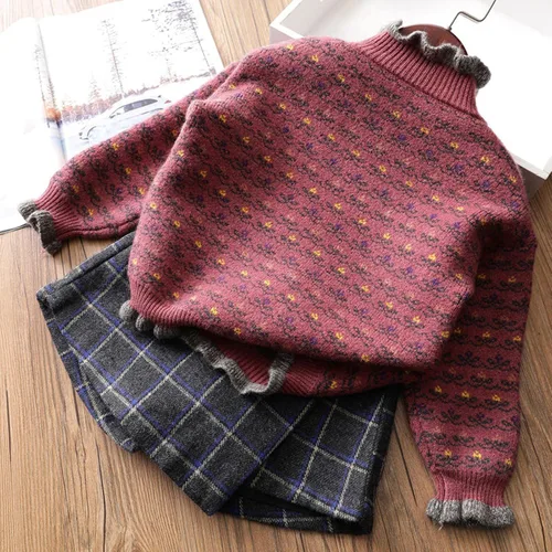 Vista 8 de Camisetas para bebé niña, suéter con mangas de suéter, ropa de una niña larga con fondo largo para niñas de bebé simple
