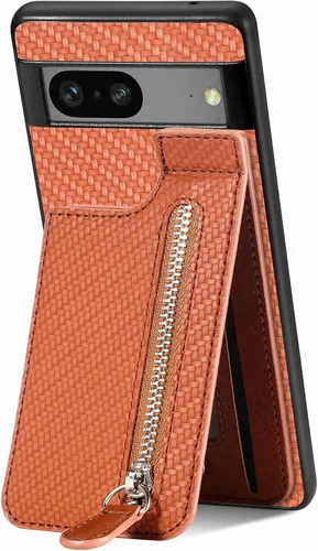 Vista 10 de LEMAXELERS Funda tipo cartera con cremallera y tarjetero para Google Pixel 7 Pro, piel sintética plegable con función atril magnético, cierre