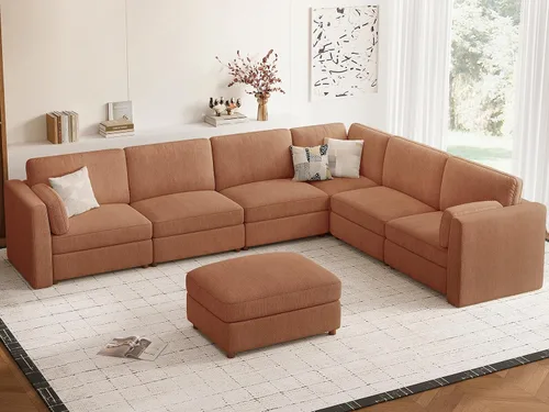 Vista 79 de CUGOAO Sofá biplaza extragrande de 83.5 pulgadas, sofás para sala de estar, sofá nube de felpilla de asiento profundo, sofá modular seccional, funda