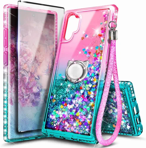 Vista 51 de NGB - Funda para teléfono Samsung Galaxy S9, color aguamarina/morado, bonita funda con purpurina líquida para mujeres y niñas, con protector