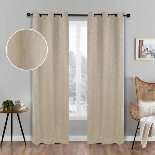 Vista 23 de BLUENILEMILLS Paneles de cortinas opacas para oscurecer la habitación con bolsillo para barra, cortinas perfectas para ventanas de cocina