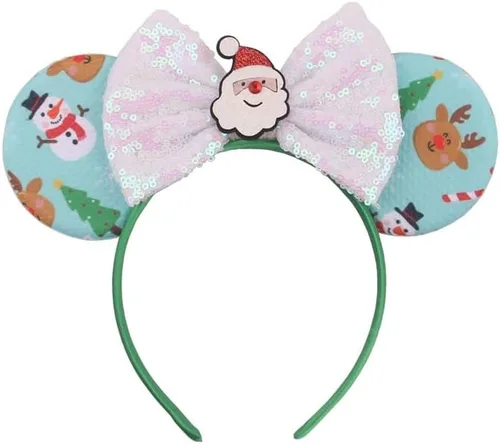 Vista 3 de Diadema de orejas de ratón de Navidad, surtido de aros para el cabello, para fiestas, juguetes, sombreros, reno, Papá Noel, fiesta festiva