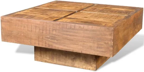 Vista 5 de Mesa de centro mesa de Centro para salaMesa de centro cuadrada marrón Madera maciza de mangoAdecuado para dormitorios, salas de estar y comedores