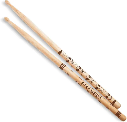 Vista 4 de Vital Signs - Baquetas 5A grabadas personalizadas con punta de madera de hickory para batería con nombre o texto, 1 par de baquetas de madera