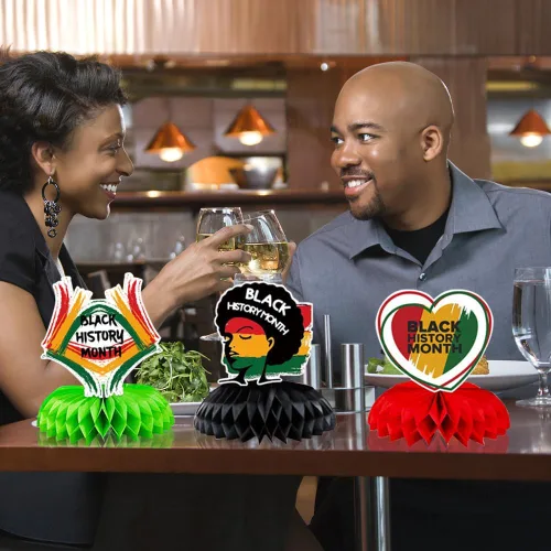 Vista 5 de Decoraciones de fiesta del mes de la historia negra, centros de mesa de nido de abeja, 8 piezas afroamericanas BHM Country Festival, historia negra