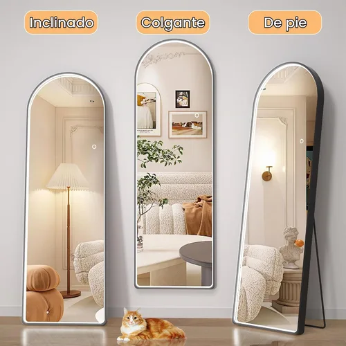 Vista 4 de Hasipu Espejo de Cuerpo Completo de 55" X 18" con Luces, Espejo LED de Arco con Marco Negro de Cuerpo Completo y 3 Temperaturas de Color y Brillo