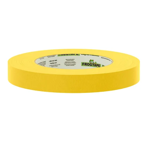Vista 3 de FrogTape Cinta adhesiva de grado de rendimiento de temperatura moderada dorada 225, adherencia media-alta, 0.709 in x 180.4 ft, 8 rollos por paquete