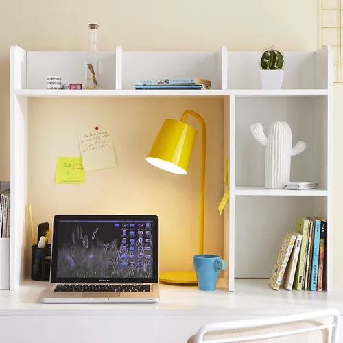 Vista 4 de Estantería de escritorio clásica para dormitorio, color blanco