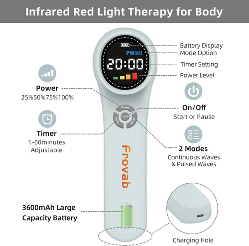 Vista 7 de Máquina de terapia de luz fría, 4x980nm+4x810nm+16x660nm, dispositivo de terapia de luz roja en casa, terapia de luz roja infrarroja para el dolor