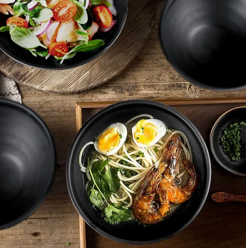 Vista 8 de shopwithgreen Juego de 4 tazones de ramen japonés de plástico fino y paja de trigo, cuencos grandes de ramen de 44 onzas para sopa de fideos Pho