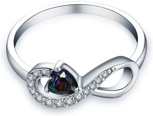 Vista 66 de Anillo Jo Wisdomo de compromiso. de plata esterlina, con corazón e infinito, anillo de amistad, para ella
