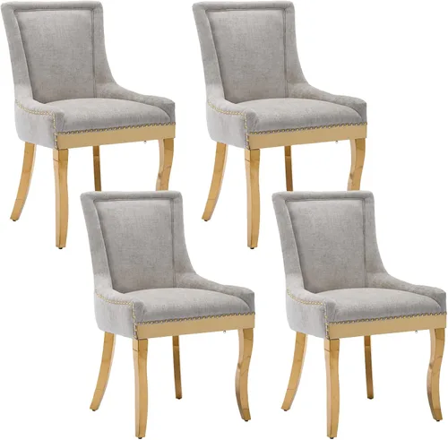 Vista 22 de Aoowow - Juego de 2 sillas laterales tapizadas vintage de tela, sillas de cocina y comedor de estilo campestre con patas de madera maciza y Tela