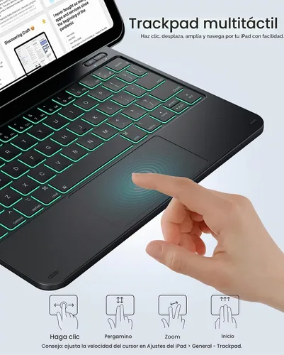 Vista 5 de typecase Funda de teclado Edge para iPad de 11ª generación A16 (2025) y 10ª generación de 10.9 pulgadas (2022) - Trackpad multitáctil, teclado Negro