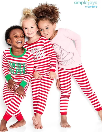 Vista 2 de Simple Joys by Carters Conjunto de pijama unisex de 3 piezas para bebés niños pequeños y niños