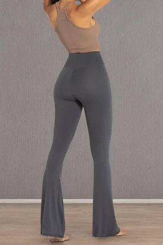 Vista 9 de Sunzel - Leggings acampanados para mujer, sin costuras frontales, pantalones de yoga con control de abdomen, cintura alta cruzada, 28303234 pulgadas
