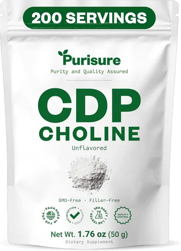 Vista 8 de Purisure Polvo de colina CDP, 0.35 onzas, suplementos de colina CDP que apoyan la atención, el enfoque y la energía, polvo de citicolina