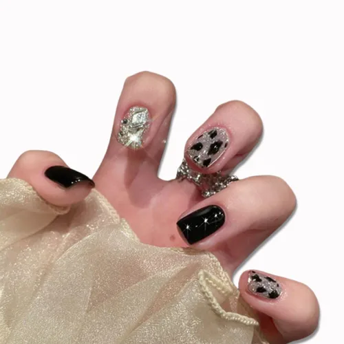 Vista 30 de LIGHT RAIN - Uñas a presión medianas con diseño de galaxia Andromeda, de lujo, reutilizables, de siete capas, con acabado UV, uñas postizas hechas a