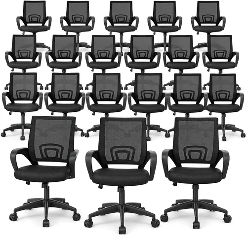 Vista 33 de Magshion Silla ergonómica de escritorio de oficina, silla de computadora de malla con respaldo medio, silla giratoria con respaldo transpirable