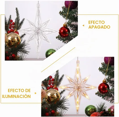 Vista 9 de Uonlytech Luz de ventana de estrella de Navidad, luces LED de estrella colgantes de Navidad con ventosa, funciona con pilas, luz de estrella