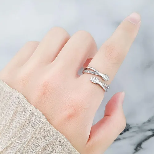 Vista 30 de Anillo de plata de ley 925, minimalista, ajustable, hecho a mano, para mujeres y niñas