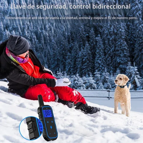 Vista 5 de Collar eléctrico de entrenamiento para perros con 4 modos de entrenamiento y control remoto recargable, rango impermeable de 3300 pies para perros