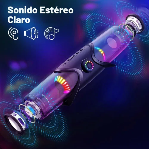 Vista 5 de WolfLawS Altavoces de Computadora, Barra de Sonido Bluetooth, Altavoces de Computadora para Monitor de Escritorio con Luz RGB, Altavoces de PC