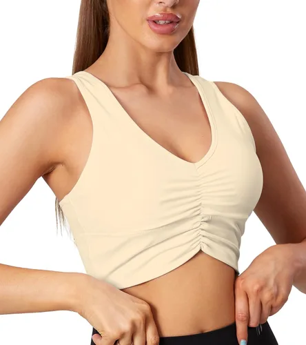 Vista 4 de Move With You Sujetadores deportivos acolchados extraíbles para mujer, camisetas sin mangas para yoga, entrenamiento, correr, espalda cruzada
