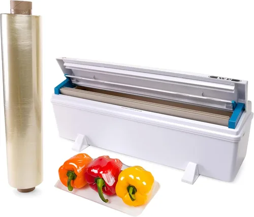Vista 13 de IDL Packaging WP-179D - Dispensador WrapMaster de 12 pulgadas para rollos de película de alimentos, color blanco, dispensador profesional
