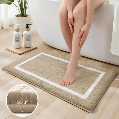 Vista 5 de HOMEIDEAS Juego de 2 alfombras de baño beige de 20 x 32 pulgadas + 16 x 24 pulgadas