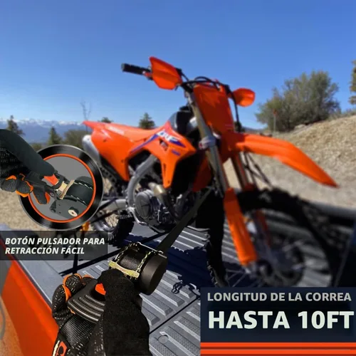 Vista 3 de ORANGEE® Paquete de 4 correas de trinquete retráctiles automáticas de alta resistencia de 1 pulgada x 10 pies, perfectas para asegurar carga