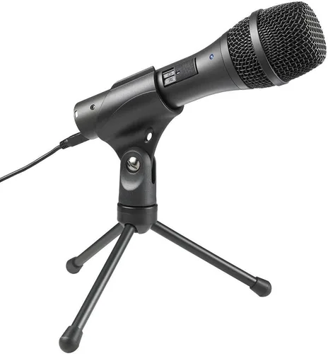 Vista 2 de Audio-Technica AT2005USB - Paquete de micrófono dinámico cardioide USB/XLR con filtro pop, cable XLR y paño de pulido de Austin Bazaar