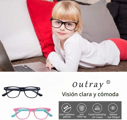 Vista 4 de Anteojos con bloqueo de luz azul de computadora para niños y niñas de 3 a 12 años, antifatiga visual Negro
