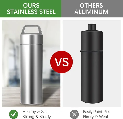 Vista 3 de Pastillero pequeño, llavero portátil para pastilleros, contenedor de pastillero de metal impermeable para bolsillo de viaje, mini organizador
