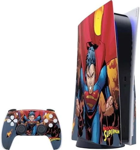 Vista 9 de Skinit Decal Gaming Skin Compatible with PS5 Bundle - Officially Licensed DC Comics Superman Unchained #1 Original Cover Design