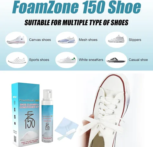 Vista 5 de Visalift Limpiador de zapatos, limpiador de zapatos FZ150, limpiador de zapatos FZ150 espuma con cepillo y toalla, limpiador de zapatos Foamzone