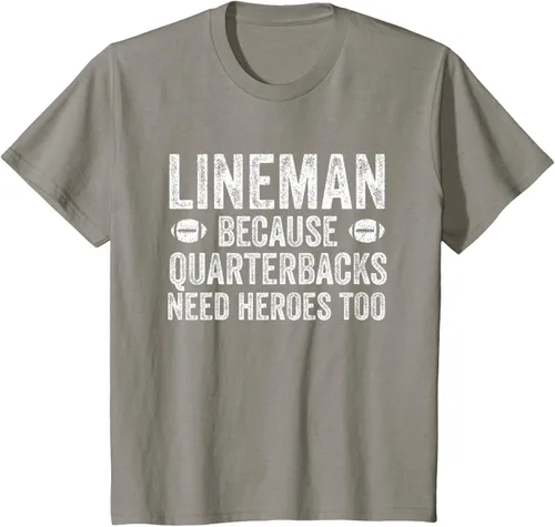 Vista 38 de Lineman Because Quarterbacks Need Heroes Camiseta de fútbol linieros S Negro