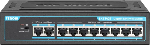 Vista 14 de Interruptor PoE+ de 4 puertos 2.5Gb con 2 puertos SFP+ de 10Gb adicionales, TEROW Base-T 10G Ethernet, capacidad de conmutación de 60Gbps