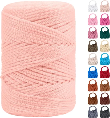 Vista 10 de Cordón de macramé de poliéster de 1/8 pulgadas x 169 metros, cordón de macramé trenzado de polipropileno, hilo de poliéster para tejer bolsos